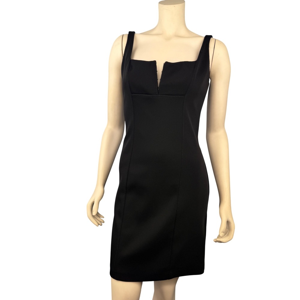 Hollywood Nites Dress Womens‎ 6 Black Square Neck Notch Sheath Mini Vintage